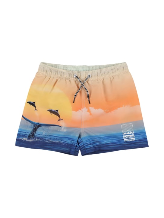 Molo: Printed recycled nylon swim shorts - Multicolor - kids-boys_0 | Luisa Via Roma