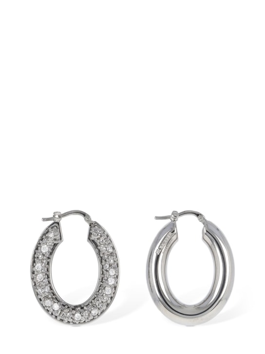 Jil Sander: BC1 hoop 5 zircon earrings - Silver - women_0 | Luisa Via Roma