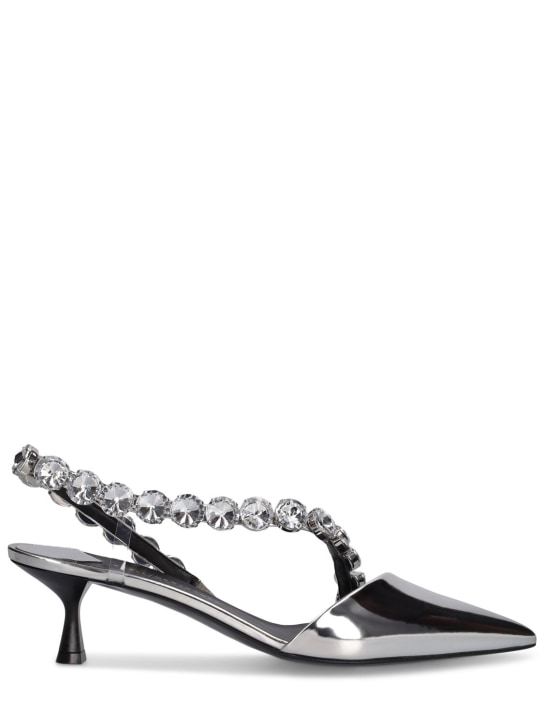 Stella McCartney: Zapatos de tacón de piel sintética 50mm - Plata - women_0 | Luisa Via Roma
