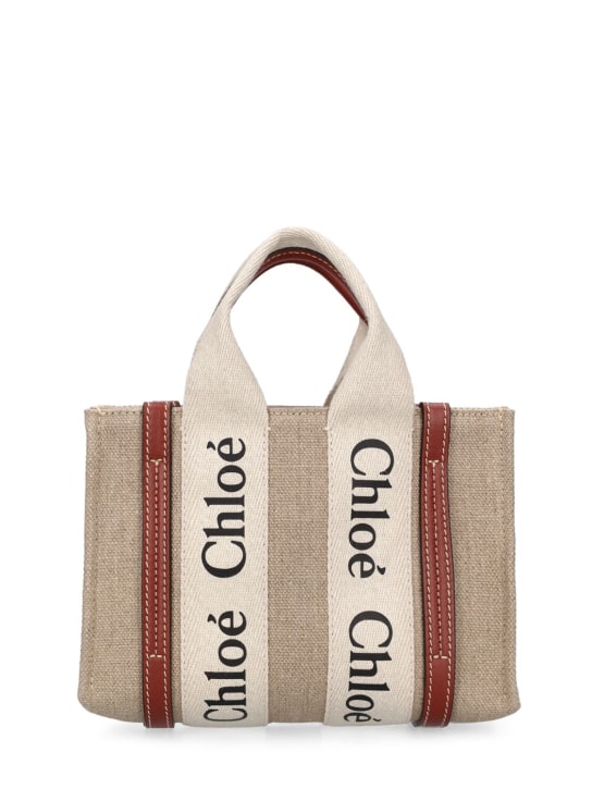 Chloé: Mini woody canvas top handle bag - women_0 | Luisa Via Roma