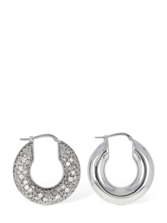 Jil Sander: BC1 hoop 3 zircon earrings - Silver - women_0 | Luisa Via Roma