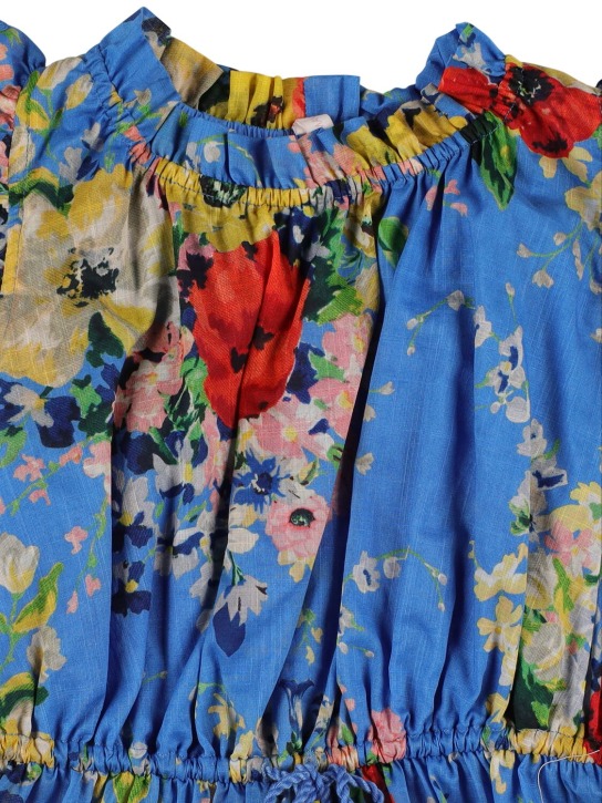 Zimmermann: Kleid aus Baumwollmusselin mit Druck - Blau/Bunt - kids-girls_1 | Luisa Via Roma