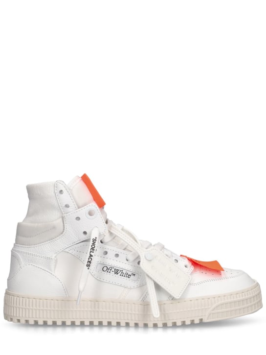 Off-White: Sneakers en cuir 3.0 Off Court - Blanc/Orange - men_0 | Luisa Via Roma