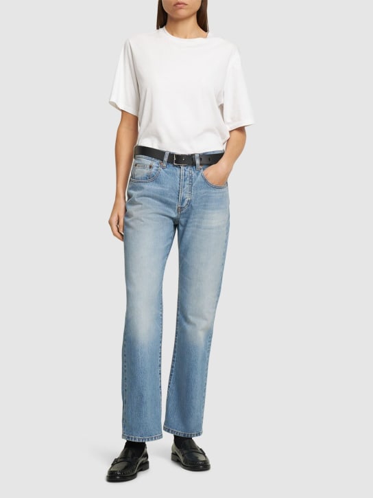 Victoria Beckham: Victoria mid rise cotton denim jeans - Blue - women_1 | Luisa Via Roma