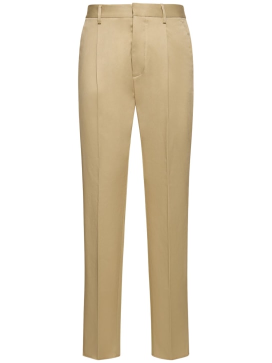Dsquared2: Pleated stretch cotton pants - Beige - men_0 | Luisa Via Roma