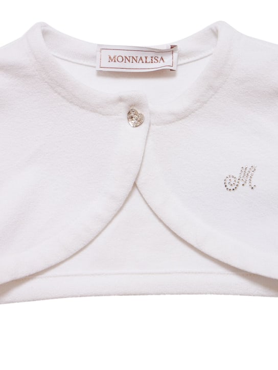 Monnalisa: Stockinette缝线绉纱开衫 - 白色 - kids-girls_1 | Luisa Via Roma