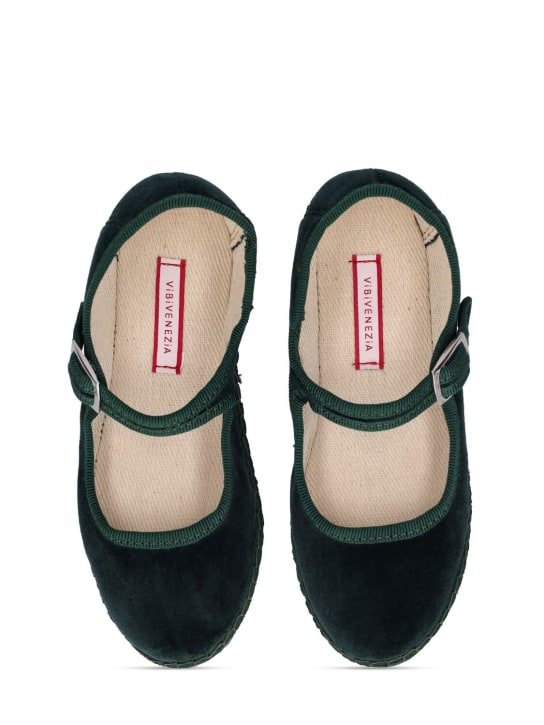 Vibi Venezia: Cotton velvet Mary Jane loafers - Forest Green - kids-girls_1 | Luisa Via Roma