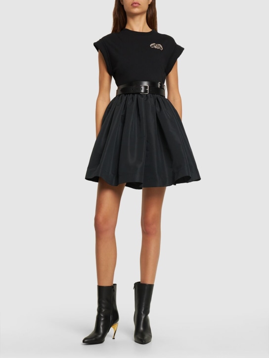 Alexander McQueen: Hybrid cotton mini dress - Black - women_1 | Luisa Via Roma