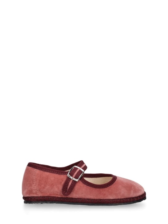 Vibi Venezia: Cotton velvet Mary Jane loafers - Pink/Bordeaux - kids-girls_0 | Luisa Via Roma