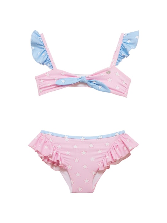 Monnalisa: Lycra bikini w/ruffles - Pink/Light Blue - kids-girls_0 | Luisa Via Roma