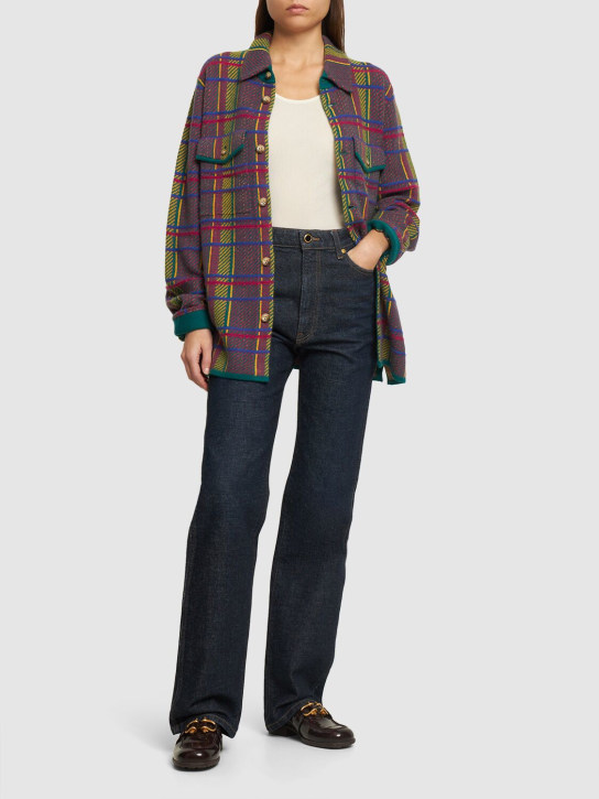 Guest In Residence: The Plaidwork cashmere shirt - Green/Multi - women_1 | Luisa Via Roma