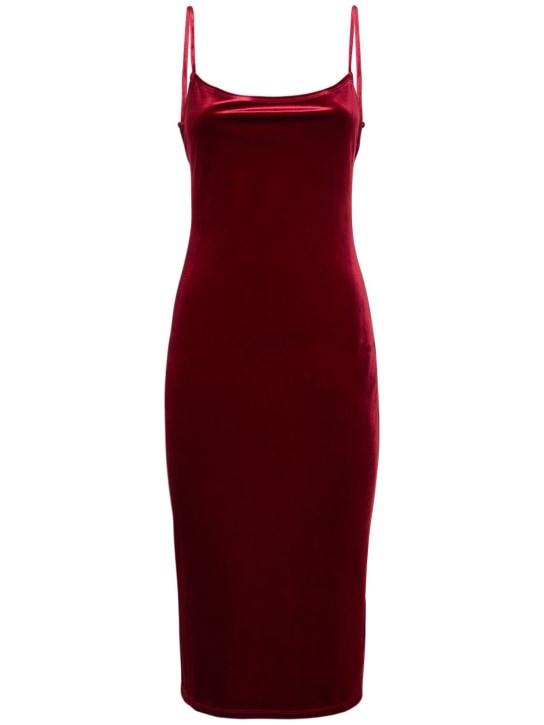 Reformation: Merel velvet midi dress - Red - women_0 | Luisa Via Roma