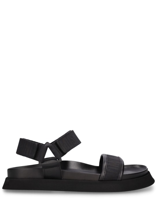 Moschino: 40mm Logo jacquard sandals - Black - women_0 | Luisa Via Roma