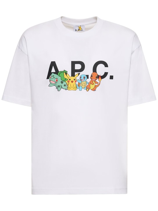 A.P.C.: A.P.C. x Pokémon 오가닉 코튼 티셔츠 - 화이트 - men_0 | Luisa Via Roma