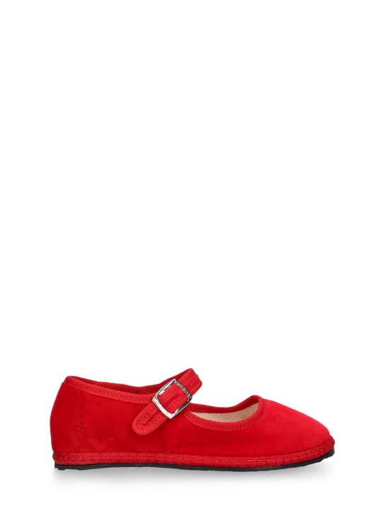 Vibi Venezia: Cotton velvet Mary Jane loafers - Red - kids-boys_0 | Luisa Via Roma