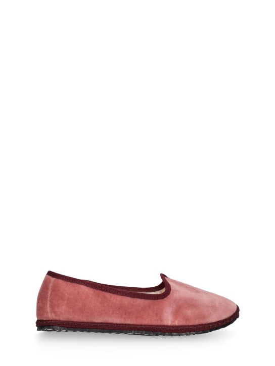 Vibi Venezia: Cotton velvet loafers - Pink/Bordeaux - kids-girls_0 | Luisa Via Roma
