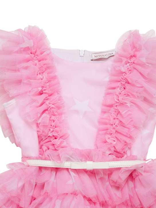 Monnalisa: Tulle dress w/ruffles - Pink - kids-girls_1 | Luisa Via Roma