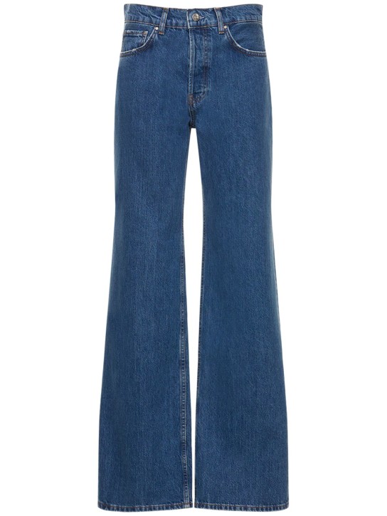 ANINE BING: Jeans rectos de denim de algodón - Azul - women_0 | Luisa Via Roma