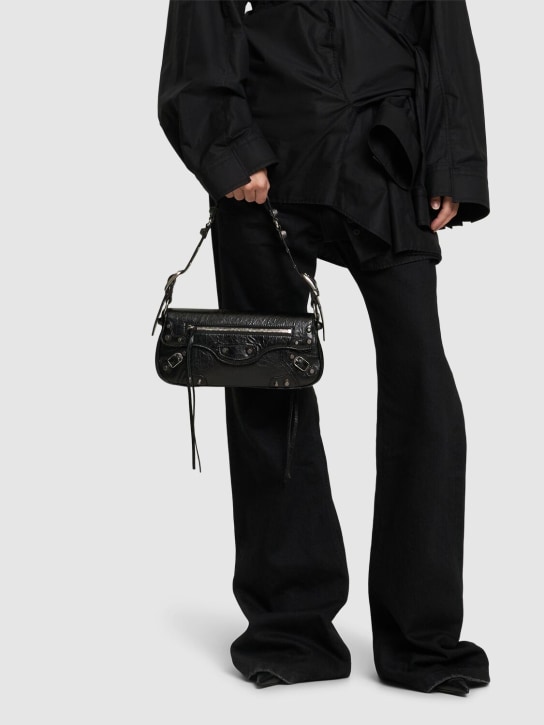 Balenciaga: Petit sac en cuir Le Cagole Sling - Noir - women_1 | Luisa Via Roma