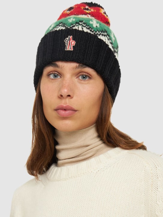 Moncler Grenoble: Cappello beanie in misto lana tricot - Multicolore - women_1 | Luisa Via Roma