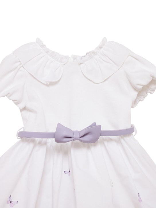Monnalisa: Printed cotton dress - White/Lilac - kids-girls_1 | Luisa Via Roma