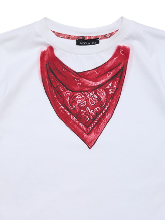 Monnalisa: Cotton jersey t-shirt & poplin shorts - White/Red - kids-boys_1 | Luisa Via Roma