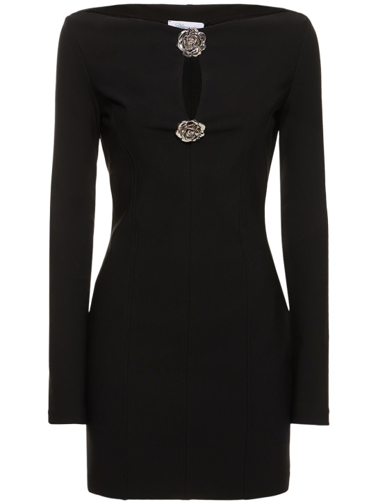 Blumarine: Vestido corto de jersey de viscosa - Negro - women_0 | Luisa Via Roma