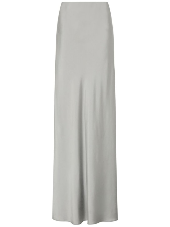 St. Agni: Bias silk blend slip skirt - Silver - women_0 | Luisa Via Roma