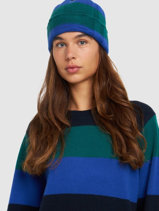 Guest In Residence: The rib stripe cashmere hat - Green/Blue - women_1 | Luisa Via Roma