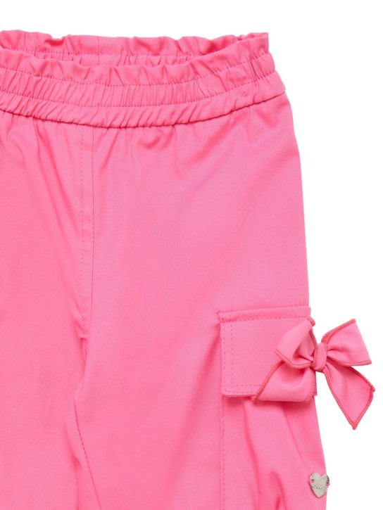 Monnalisa: Pantalon en coton levantine stretch - Fuchsia - kids-girls_1 | Luisa Via Roma