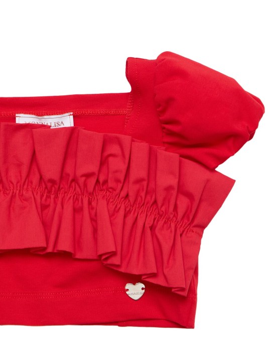 Monnalisa: Cotton jersey top - Red - kids-girls_1 | Luisa Via Roma