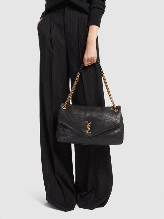 Saint Laurent: Large Calypso leather chain bag - Black - women_1 | Luisa Via Roma