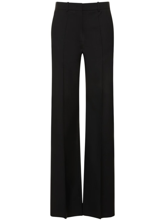 Valentino: Wool & mohair high waist wide pants - Black - women_0 | Luisa Via Roma