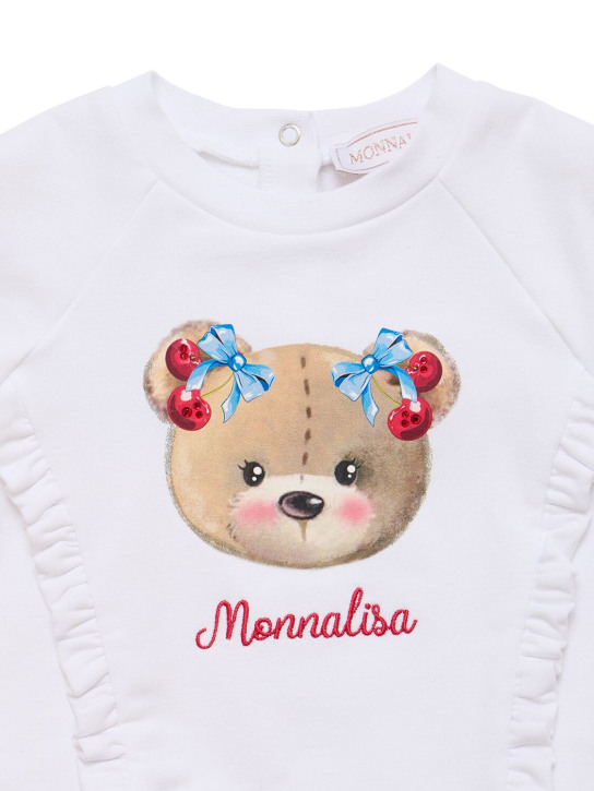 Monnalisa: Printed crewneck sweatshirt - White - kids-girls_1 | Luisa Via Roma