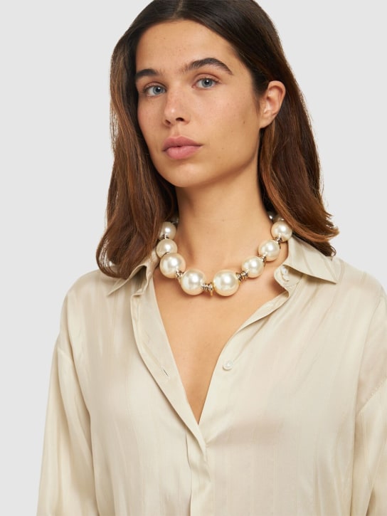 Rosantica: Miranda faux pearl necklace - White/Gold - women_1 | Luisa Via Roma