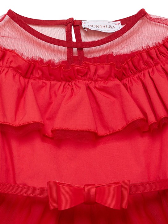 Monnalisa: Tulle dress w/bow - Red - kids-girls_1 | Luisa Via Roma