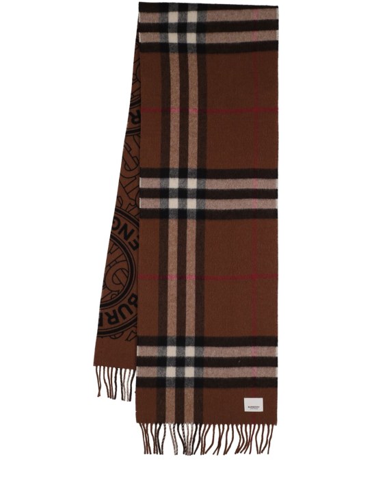 Burberry: Giant check circle logo cashmere scarf - Birch Brown - women_0 | Luisa Via Roma