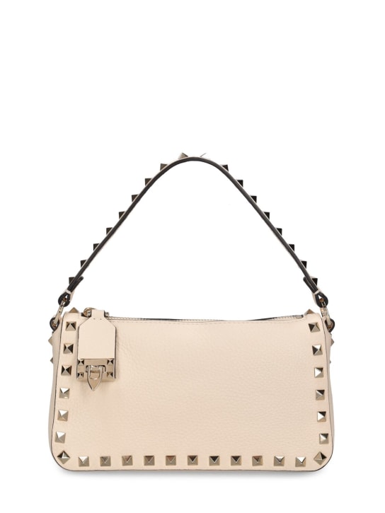 Valentino Garavani: Small Rockstud leather shoulder bag - Light Ivory - women_0 | Luisa Via Roma
