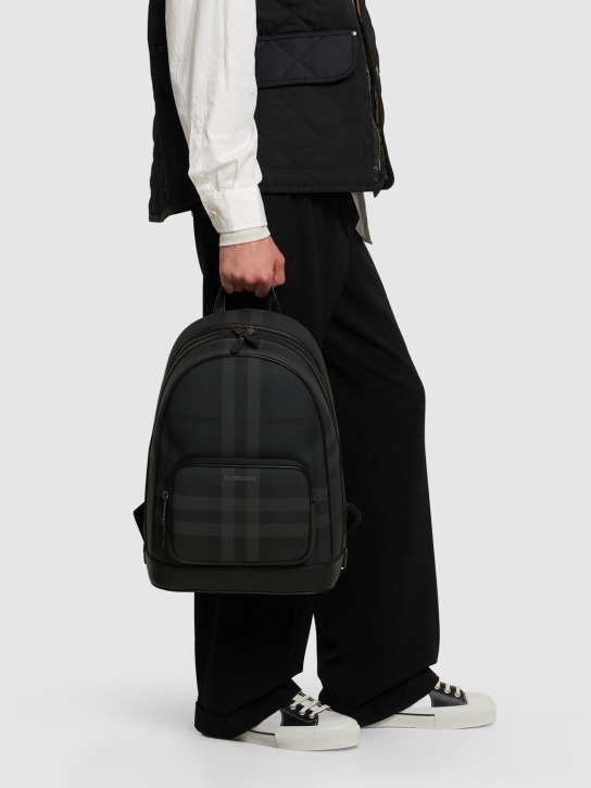 Burberry: Check E-canvas backpack - men_1 | Luisa Via Roma