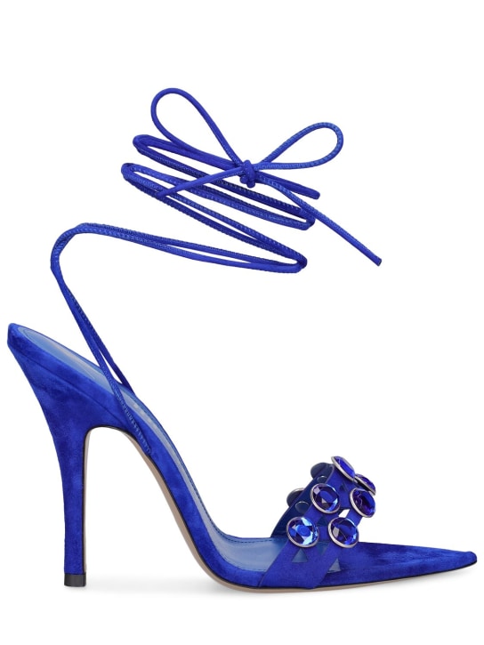 The Attico: 105mm Grid suede sandals - Blue - women_0 | Luisa Via Roma