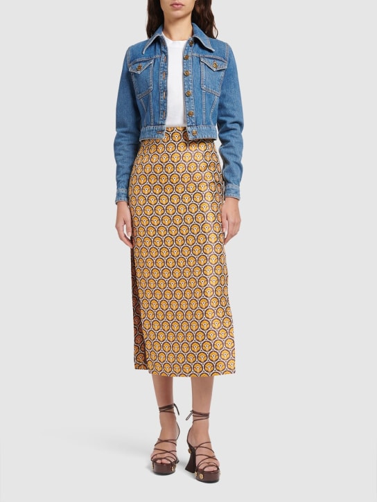 Etro: Jacquard long skirt - Brown/Yellow - women_1 | Luisa Via Roma