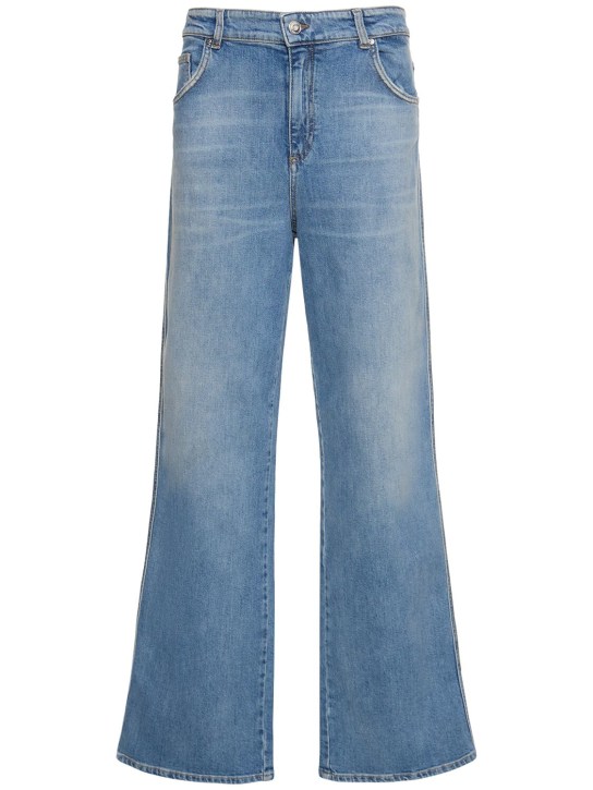 Blumarine: Jeans aus Baumwolldenim mit weitem Bein - Blau - women_0 | Luisa Via Roma