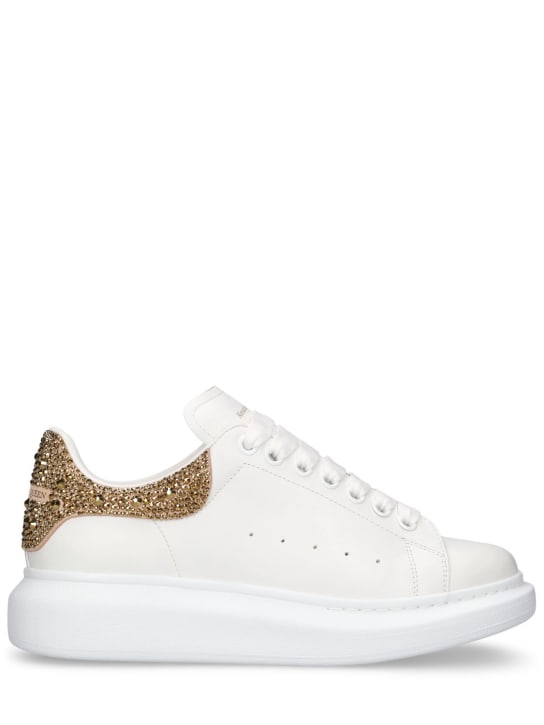 Alexander McQueen: 45mm Oversized leather sneakers - White/Gold - women_0 | Luisa Via Roma
