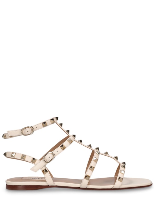 Valentino Garavani: Rockstud leather sandals - Ivory - women_0 | Luisa Via Roma