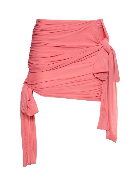 Blumarine: Draped jersey mini skirt w/bows - Pink - women_0 | Luisa Via Roma