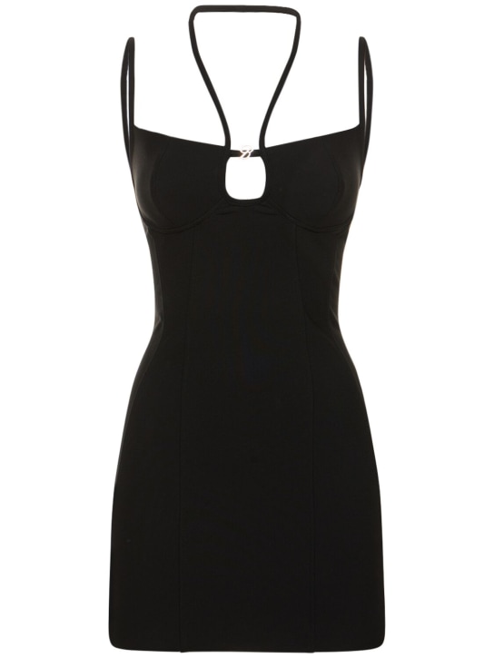 Blumarine: Viscose jersey sleeveless mini dress - Black - women_0 | Luisa Via Roma