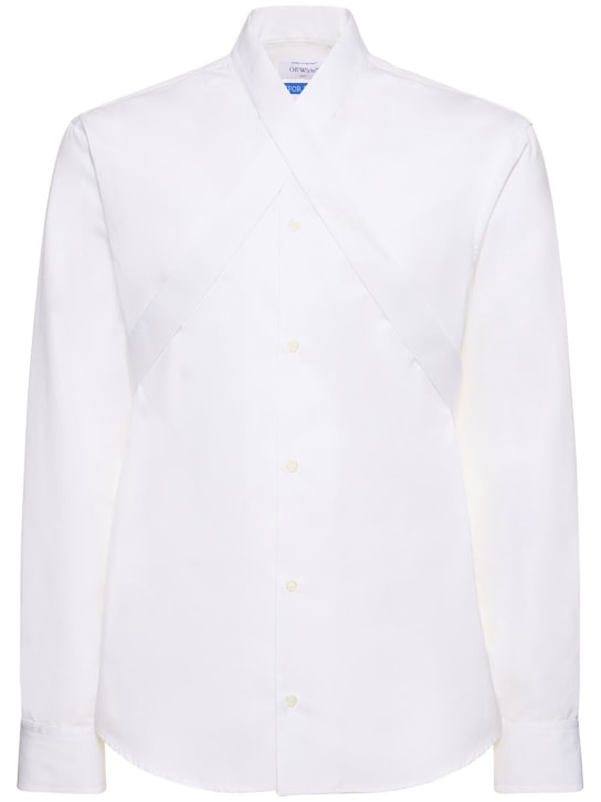 Off-White: Camicia OW in cotone / decorazioni - Bianco - men_0 | Luisa Via Roma