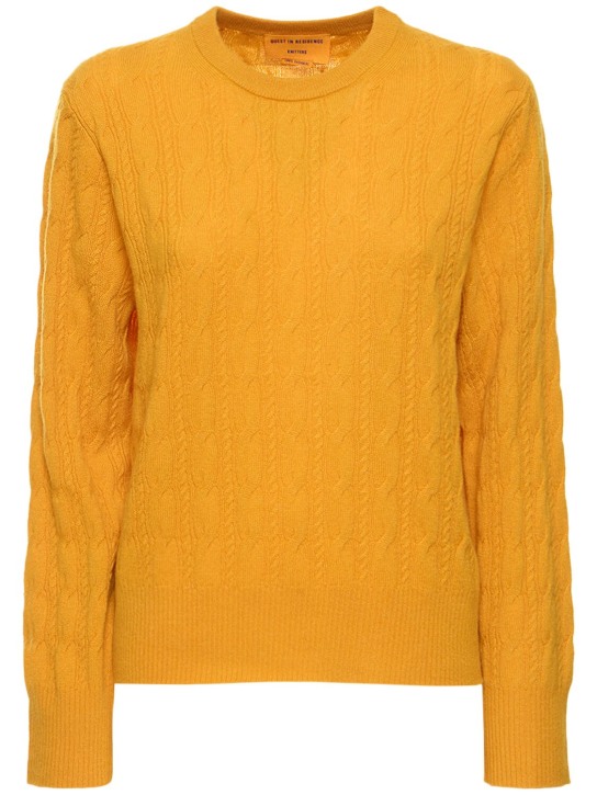 Guest In Residence: Twin cable cashmere crewneck sweater - Yellow - women_0 | Luisa Via Roma