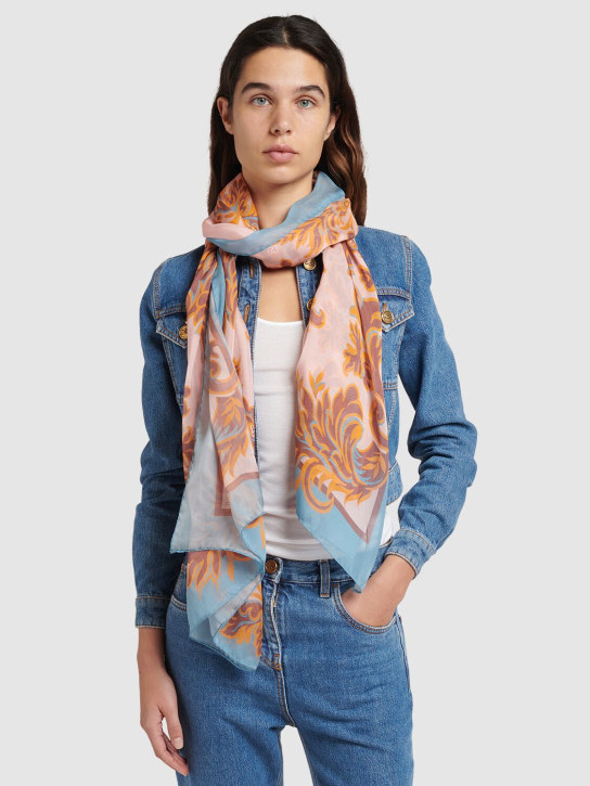 Etro: Printed silk scarf - Multicolor - women_1 | Luisa Via Roma