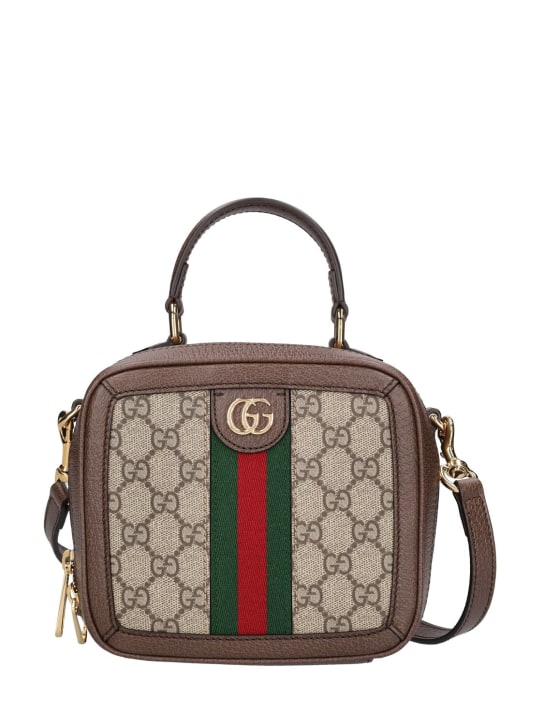 Gucci: Mini Ophidia GG canvas top handle bag - Ebony - women_0 | Luisa Via Roma